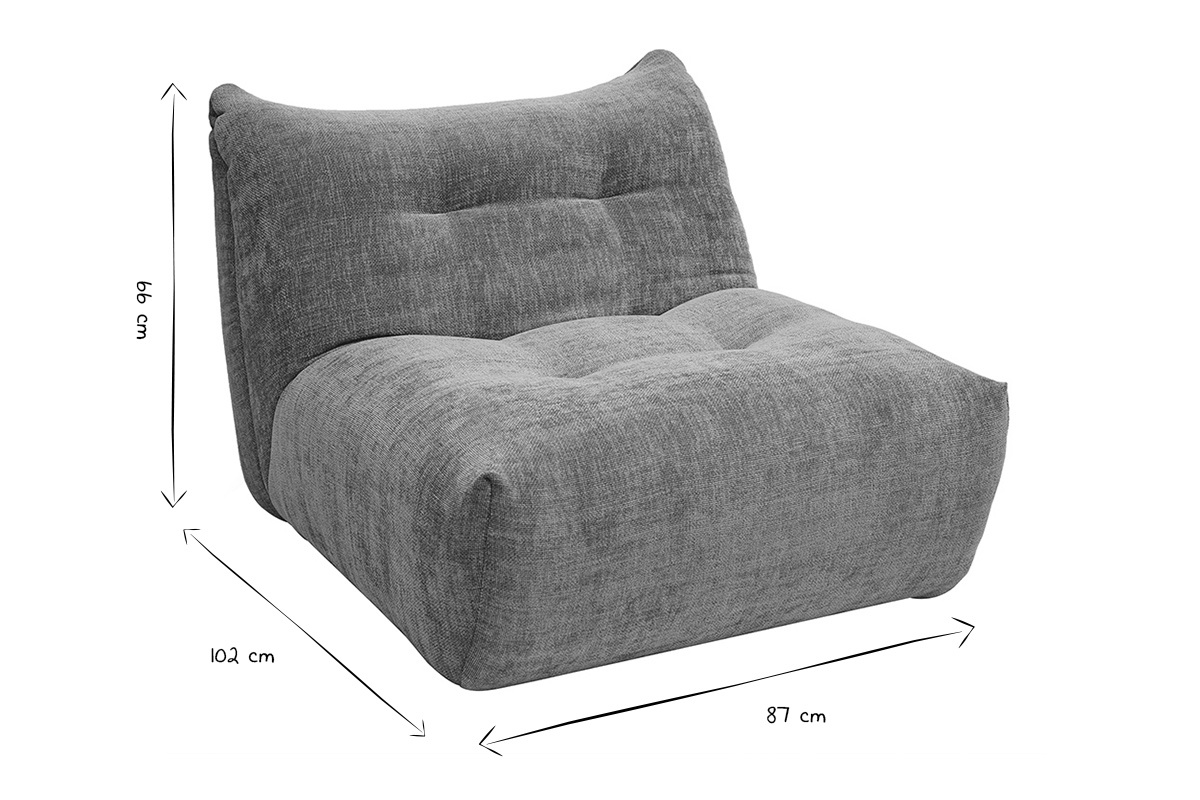 Dimensioni della poltrona lounge BUMPY in nero e bianco, L87 x P102 x H66 cm.