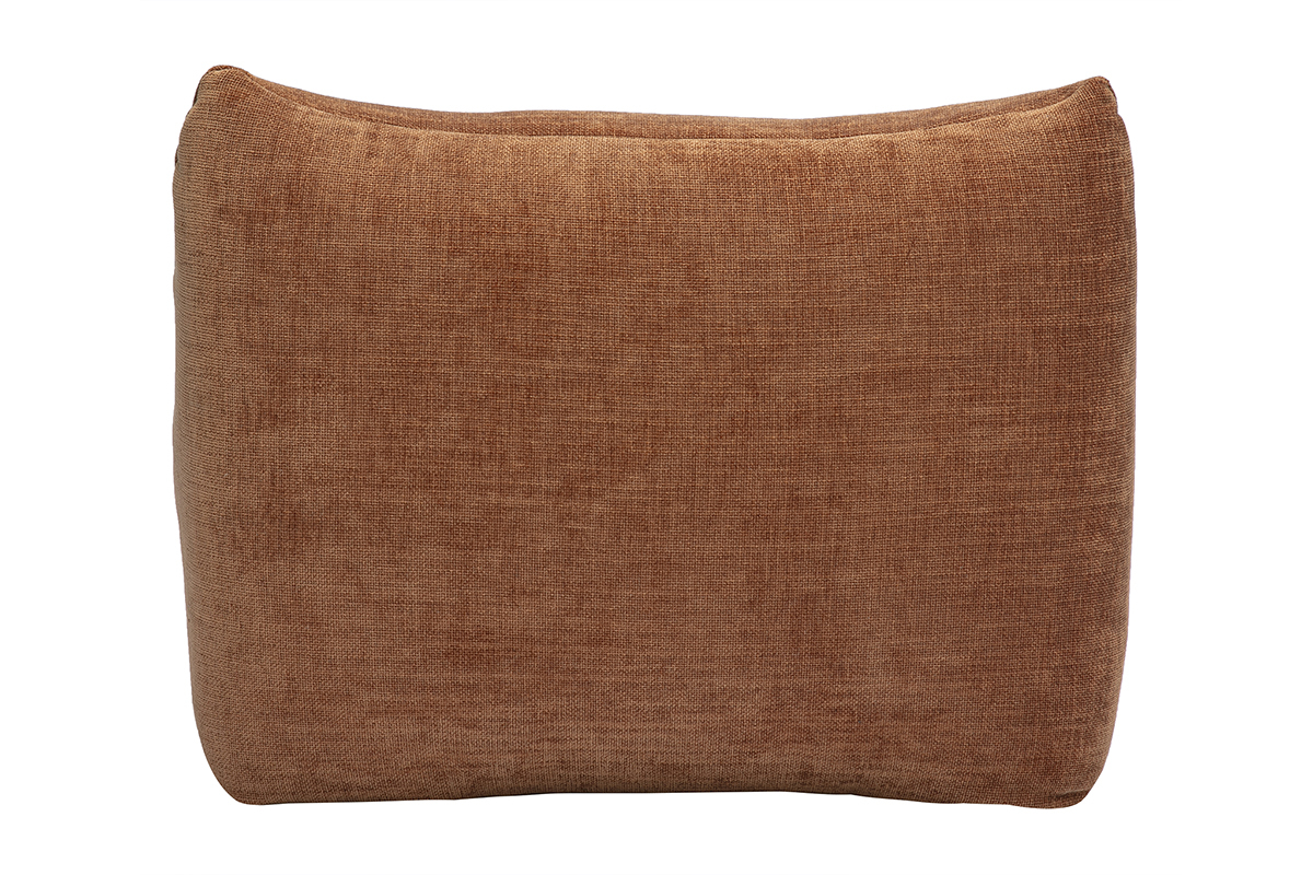 Poltrona BUMPY in tessuto velluto terra bruciata, vista da dietro.