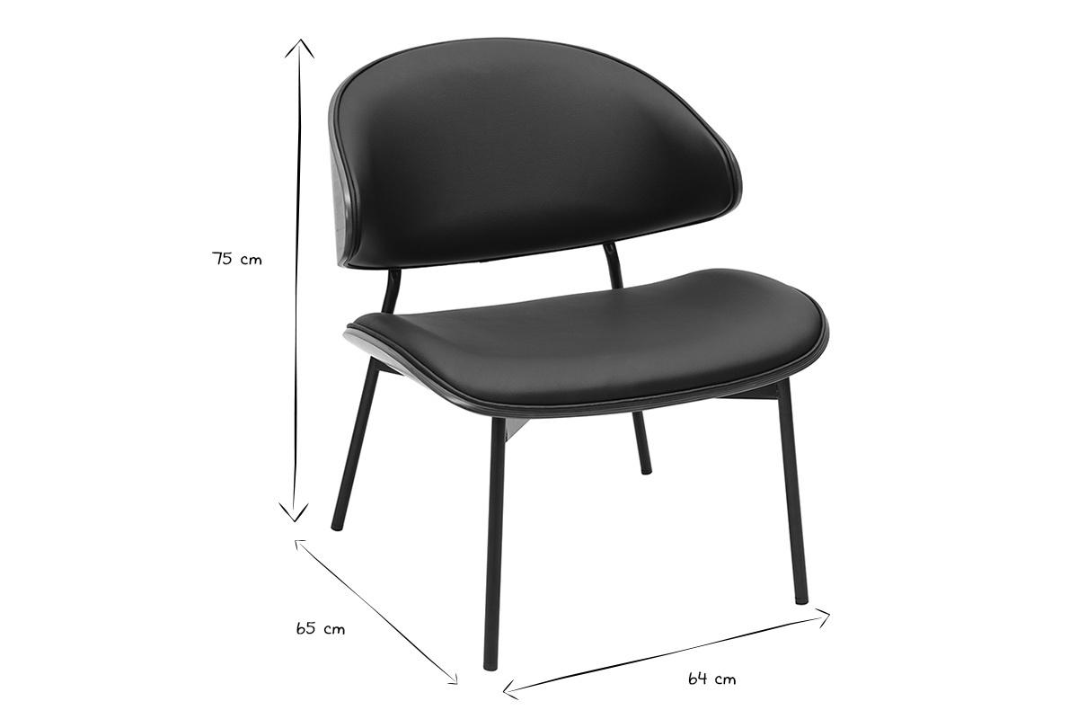 Dimensioni della poltrona nera FABULO in nero e bianco: L64 x P65 x H75 cm.