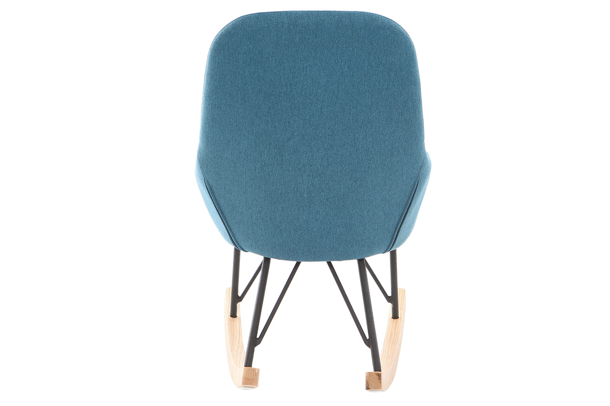 Poltrona relax - Baby sedia a dondolo tessuto blu gambe in metallo e frassino JHENE