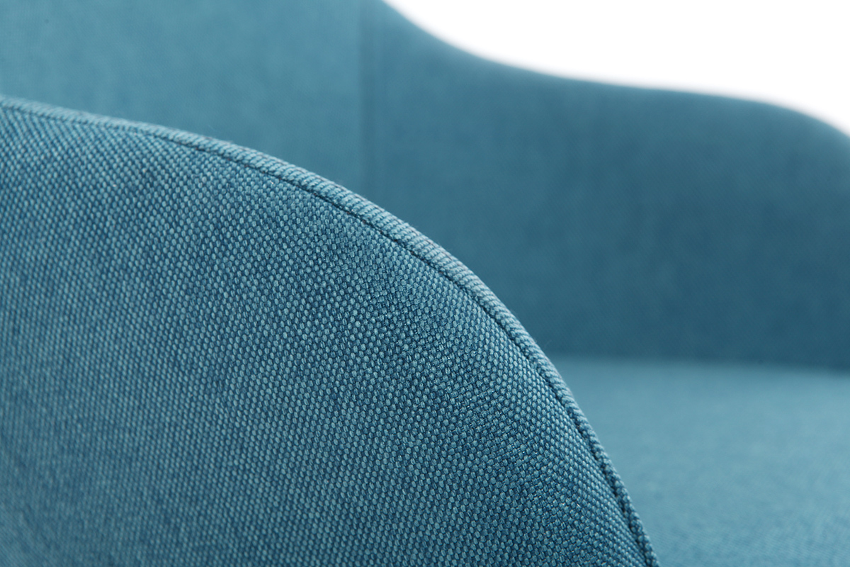 Poltrona relax - Baby sedia a dondolo tessuto blu gambe in metallo e frassino JHENE