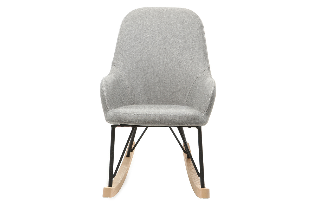 Poltrona relax - Baby sedia a dondolo tessuto grigio gambe in metallo e frassino JHENE