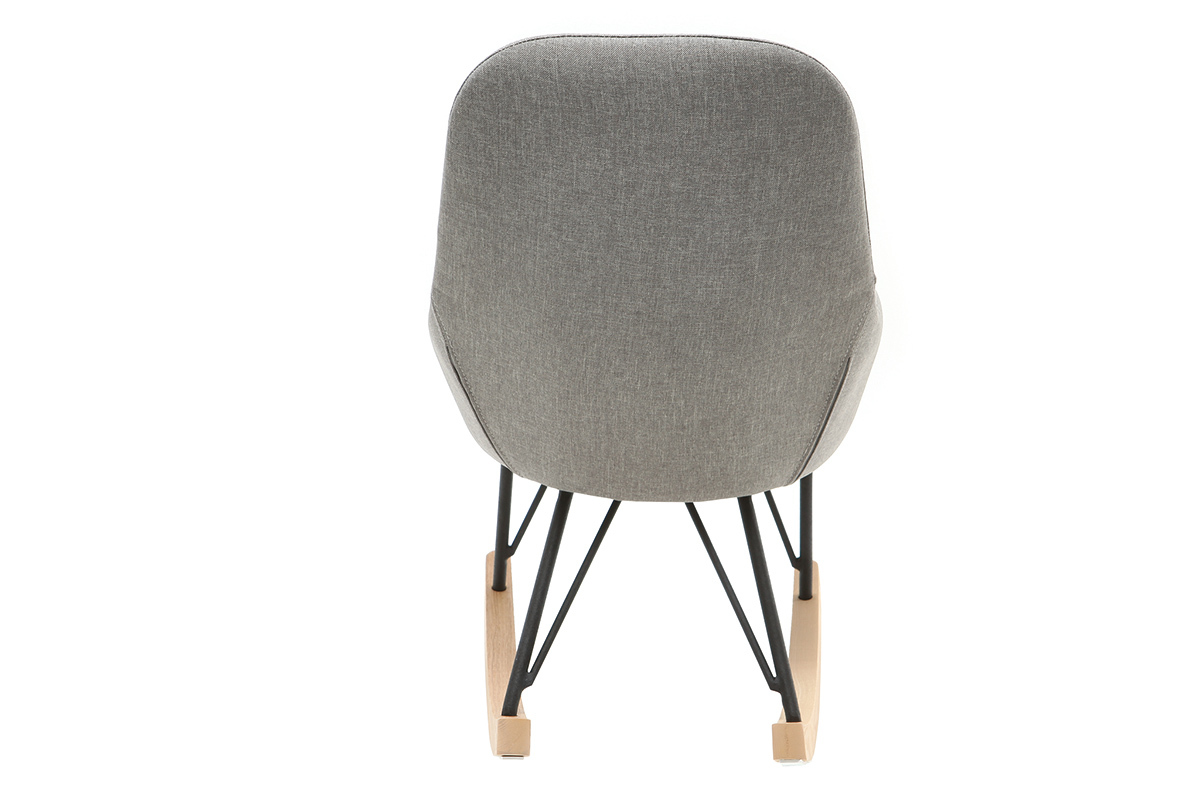 Poltrona relax - Baby sedia a dondolo tessuto grigio gambe in metallo e frassino JHENE