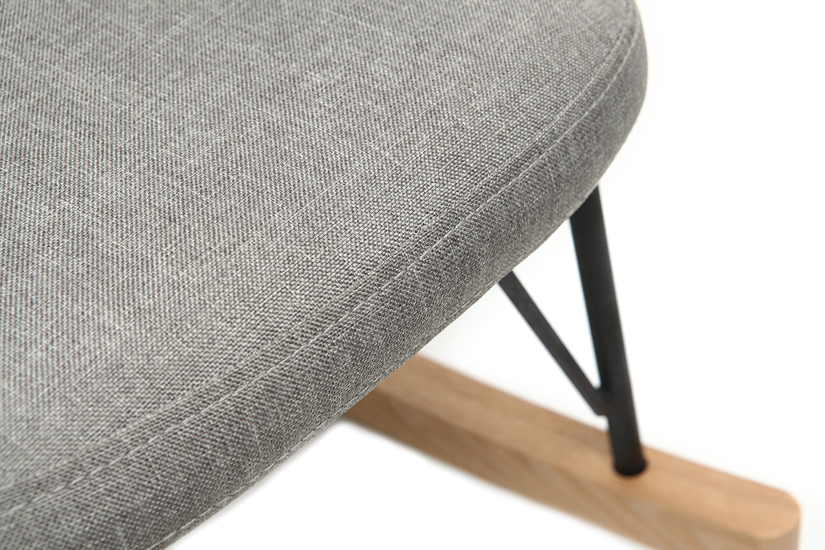 Poltrona relax - Baby sedia a dondolo tessuto grigio gambe in metallo e frassino JHENE