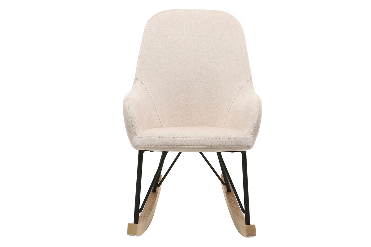 Poltrona relax - Baby sedia a dondolo tessuto naturale gambe in metallo e frassino JHENE