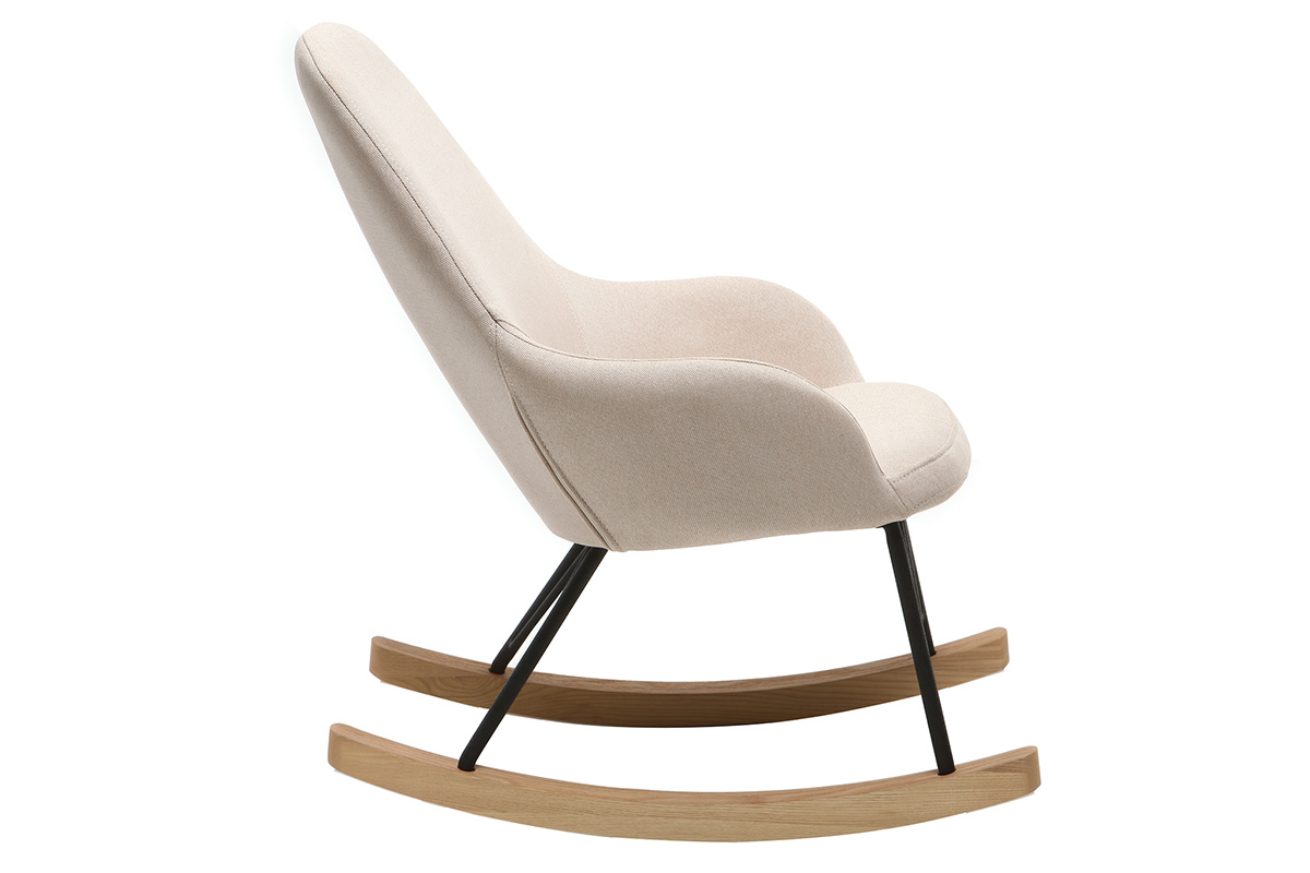 Poltrona relax - Baby sedia a dondolo tessuto naturale gambe in metallo e frassino JHENE