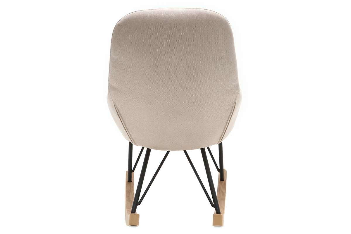 Poltrona relax - Baby sedia a dondolo tessuto naturale gambe in metallo e frassino JHENE