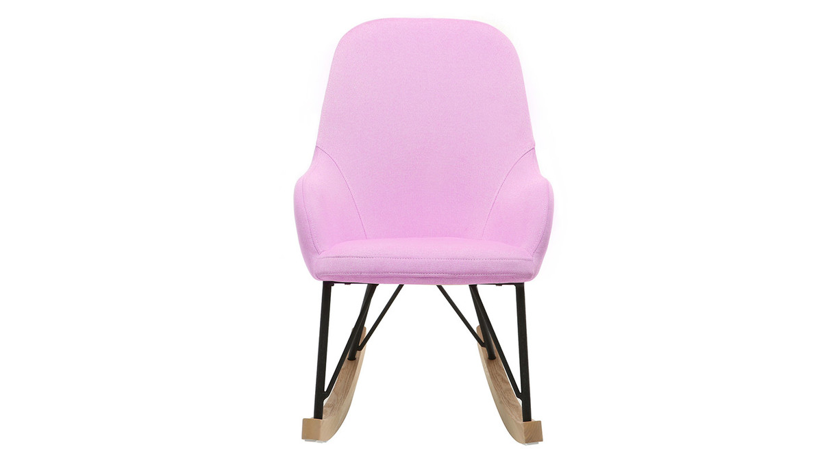 Poltrona relax - Baby sedia a dondolo tessuto rosa gambe in metallo e frassino JHENE