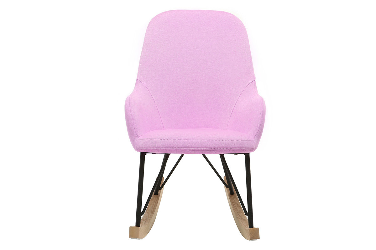 Poltrona relax - Baby sedia a dondolo tessuto rosa gambe in metallo e frassino JHENE