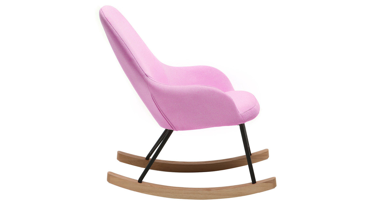 Poltrona relax - Baby sedia a dondolo tessuto rosa gambe in metallo e frassino JHENE