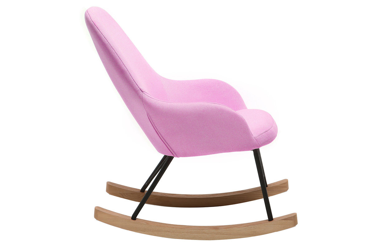 Poltrona relax - Baby sedia a dondolo tessuto rosa gambe in metallo e frassino JHENE