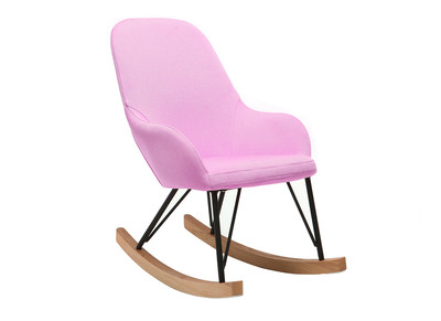 Poltrona relax - Baby sedia a dondolo tessuto rosa gambe in metallo e frassino JHENE