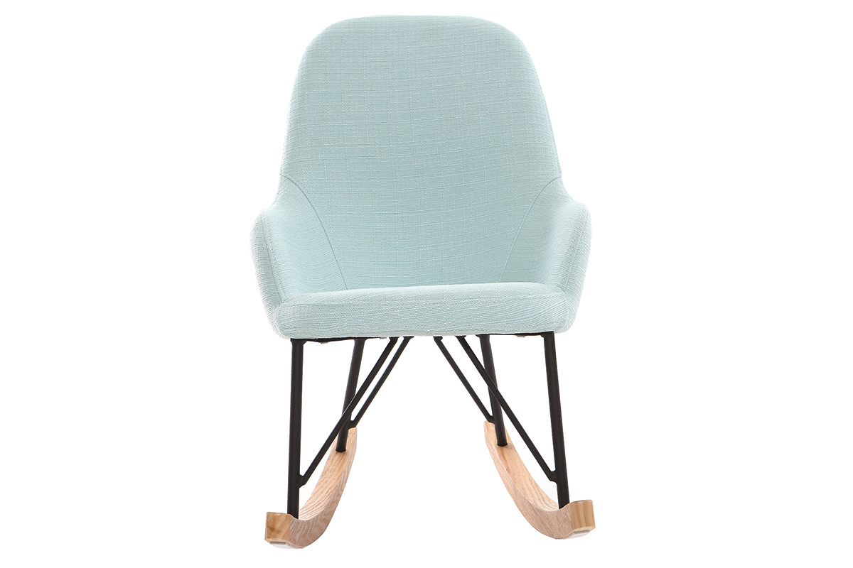 Poltrona relax - Baby sedia a dondolo tessuto verde acqua gambe in metallo e frassino JHENE