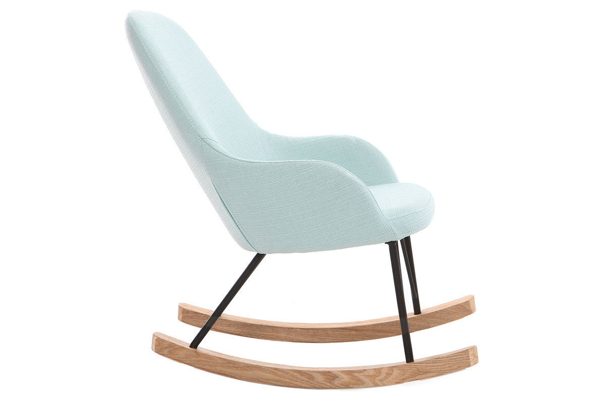 Poltrona relax - Baby sedia a dondolo tessuto verde acqua gambe in metallo e frassino JHENE
