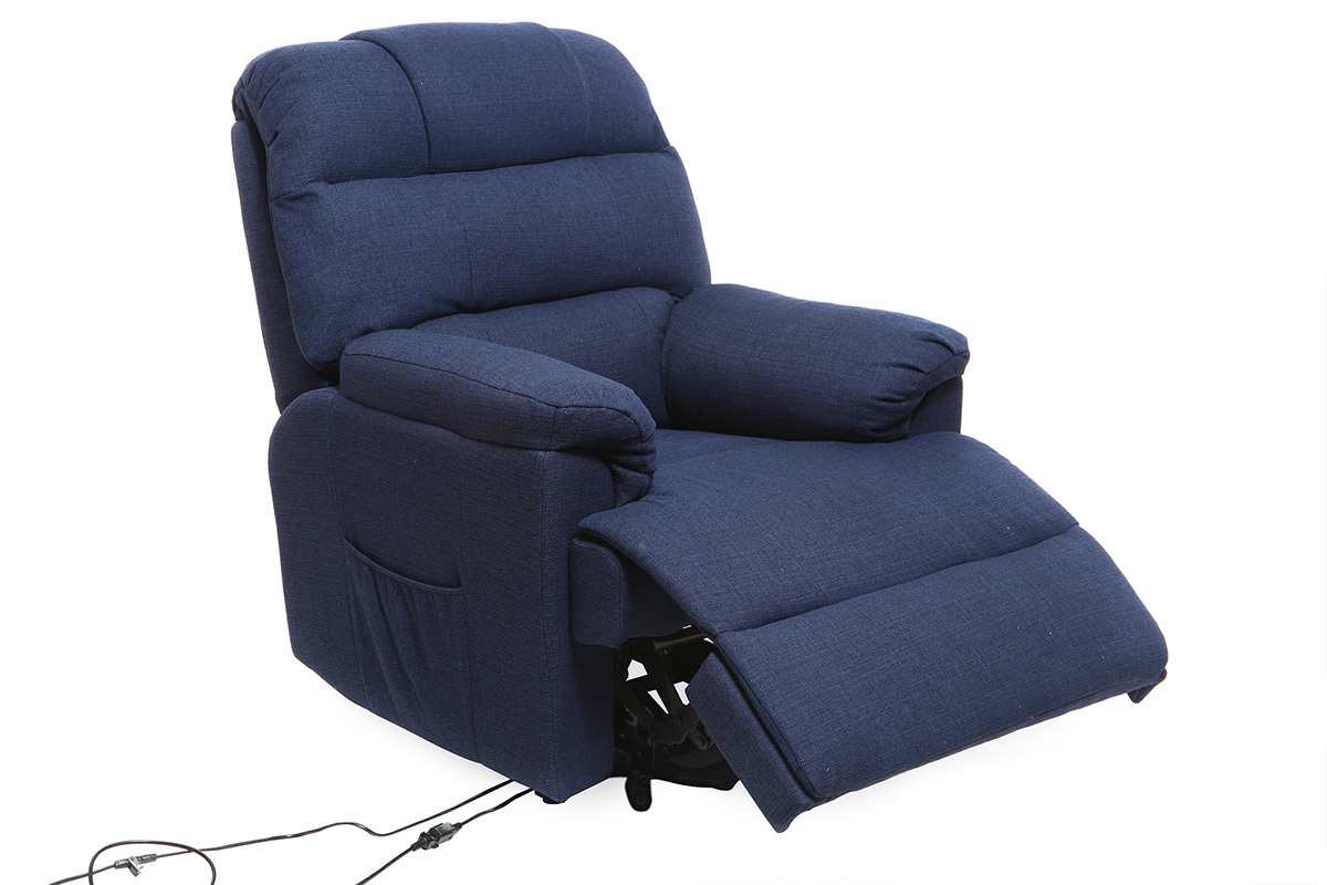 Poltrona relax elettrica alzapersona in tessuto blu scuro PHOEBE