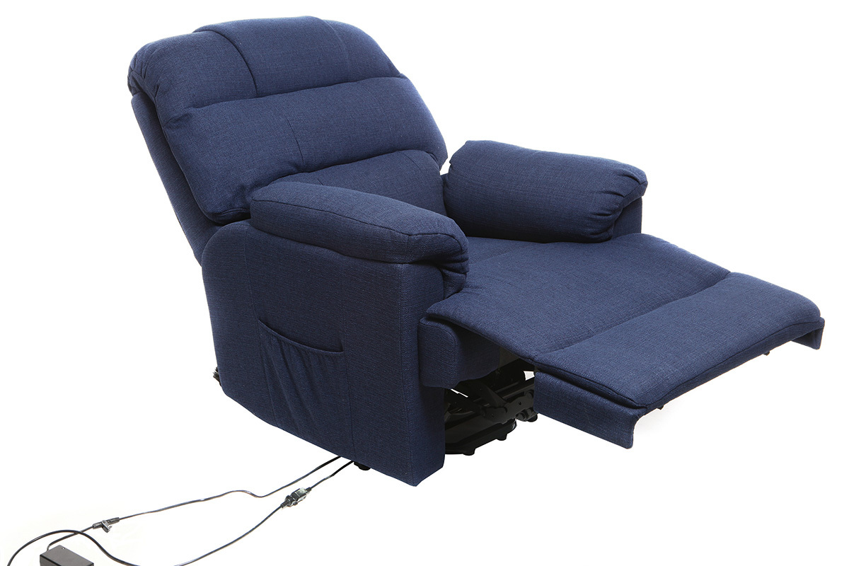 Poltrona relax elettrica alzapersona in tessuto blu scuro PHOEBE