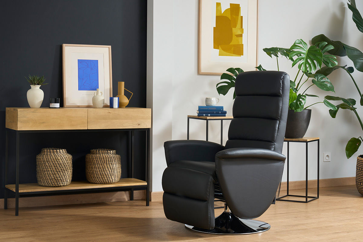 Poltrona relax manuale nero NELSON