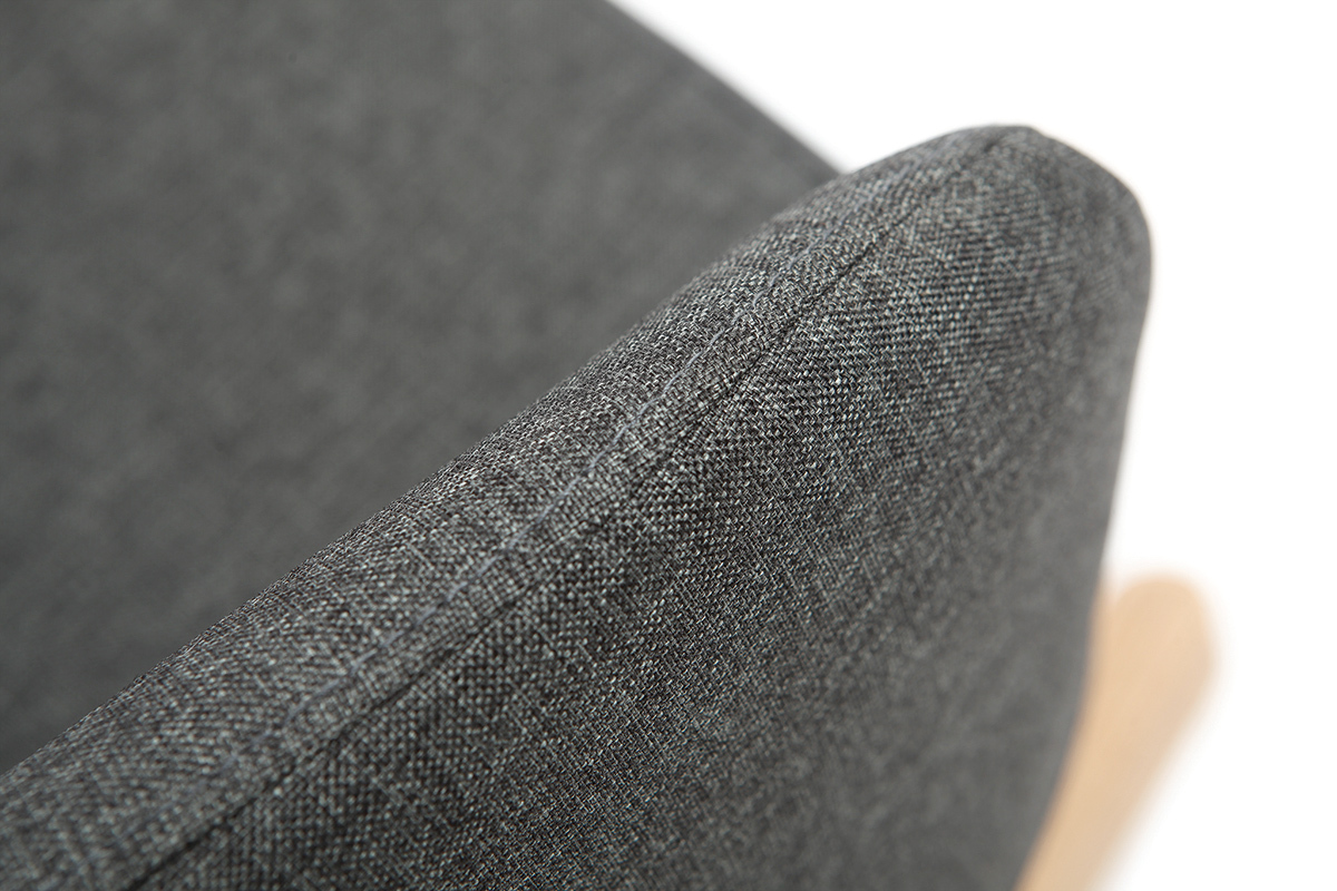 Poltrona relax - Sedia a dondolo 2 posti tessuto grigio antracite gambe metallo e frassino JHENE