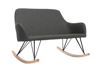 Poltrona relax - Sedia a dondolo 2 posti tessuto grigio antracite gambe metallo e frassino JHENE
