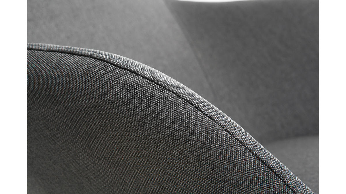 Poltrona relax - Sedia a dondolo tessuto grigio gambe in metallo e frassino - JHENE
