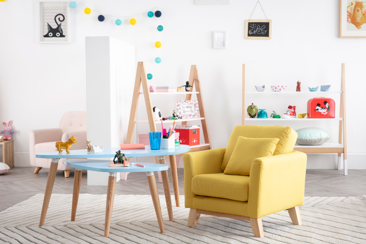Poltrona scandinava bambino sfoderabile in tessuto giallo BABY OSLO