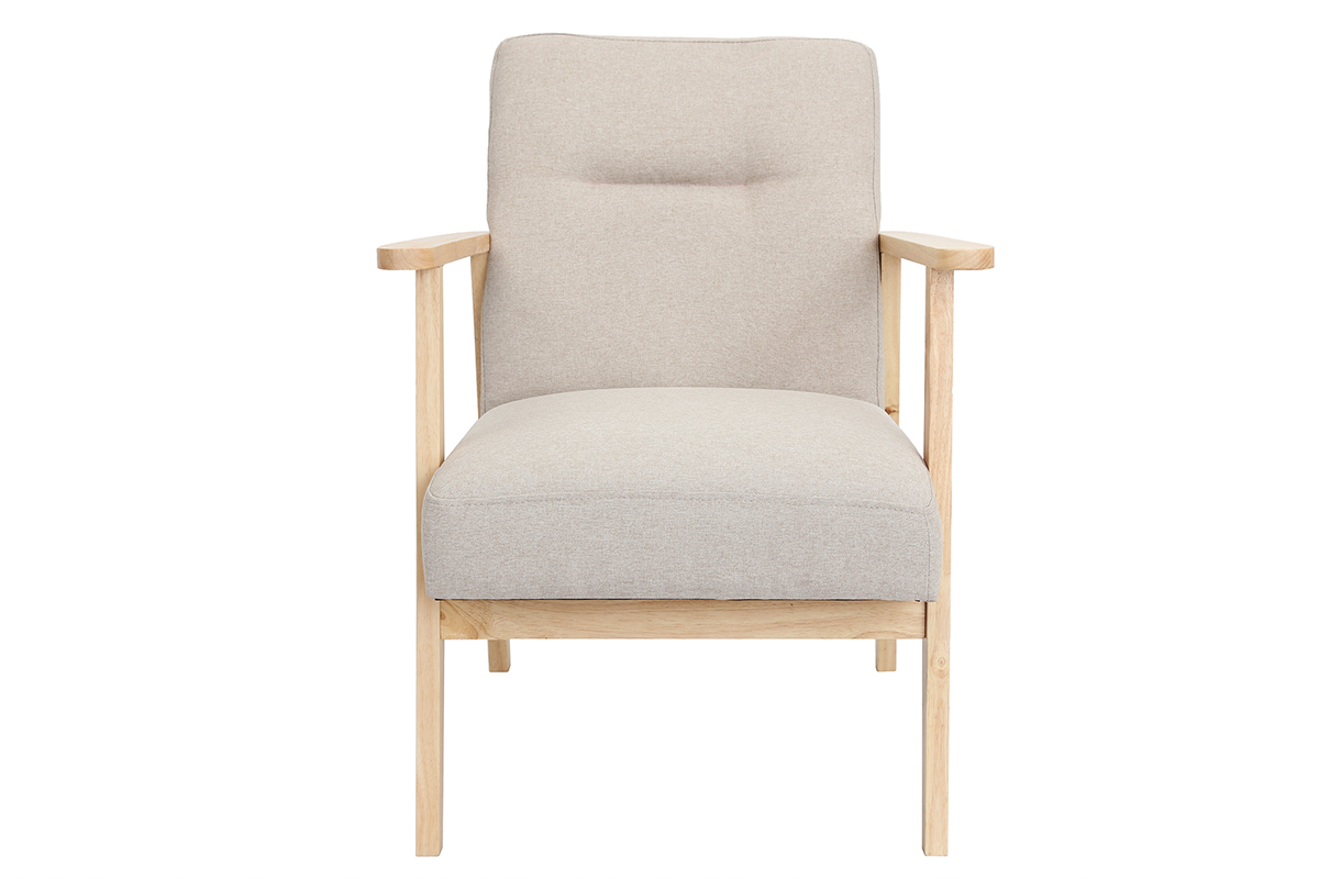 Poltrona scandinava beige e legno chiaro ABYSS