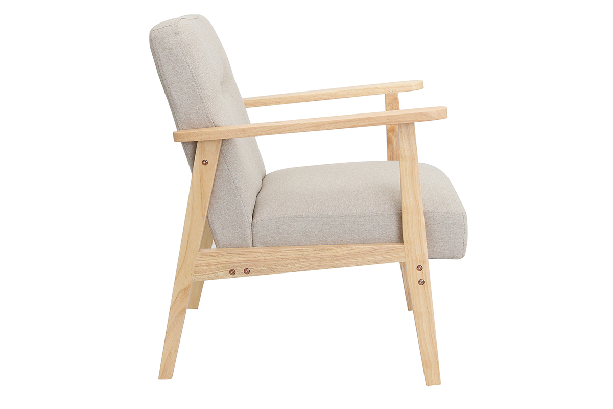 Poltrona scandinava beige e legno chiaro ABYSS