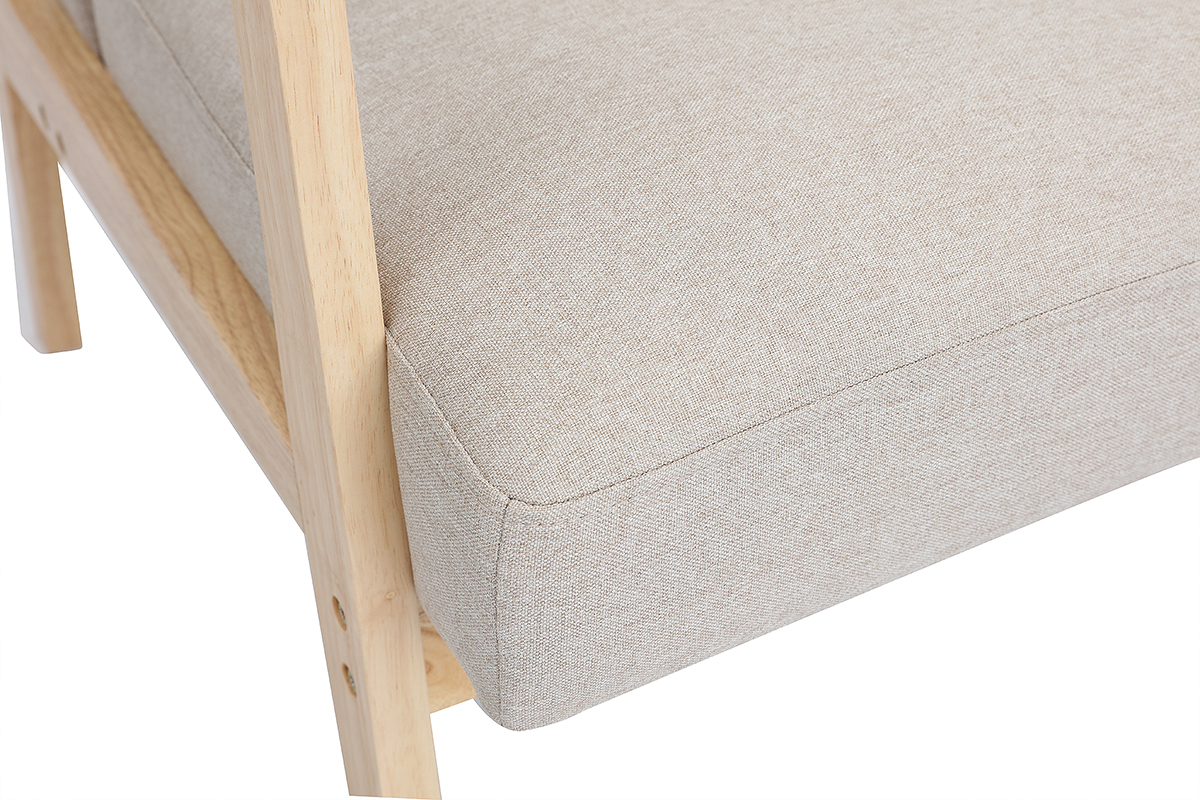Poltrona scandinava beige e legno chiaro ABYSS