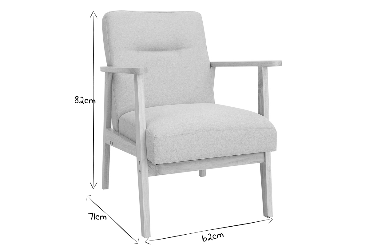 Poltrona scandinava beige e legno chiaro ABYSS