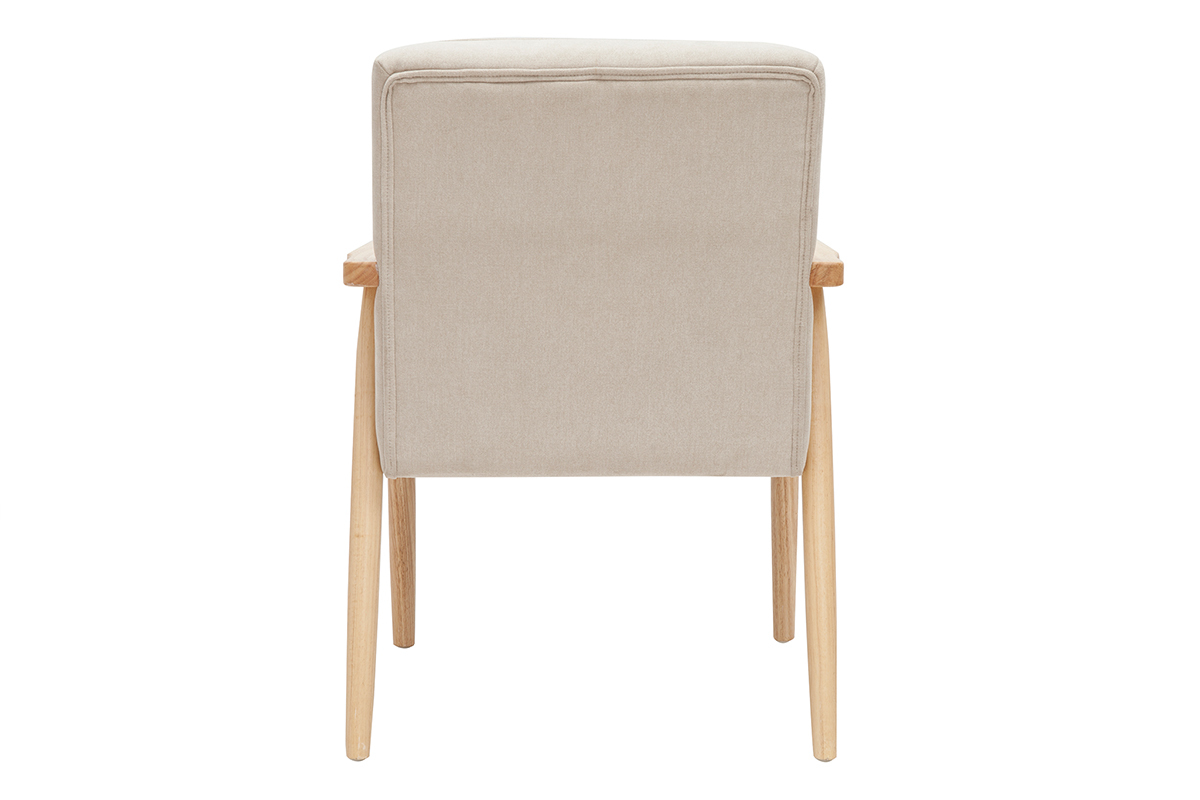 Poltrona scandinava beige e legno naturale FILIP