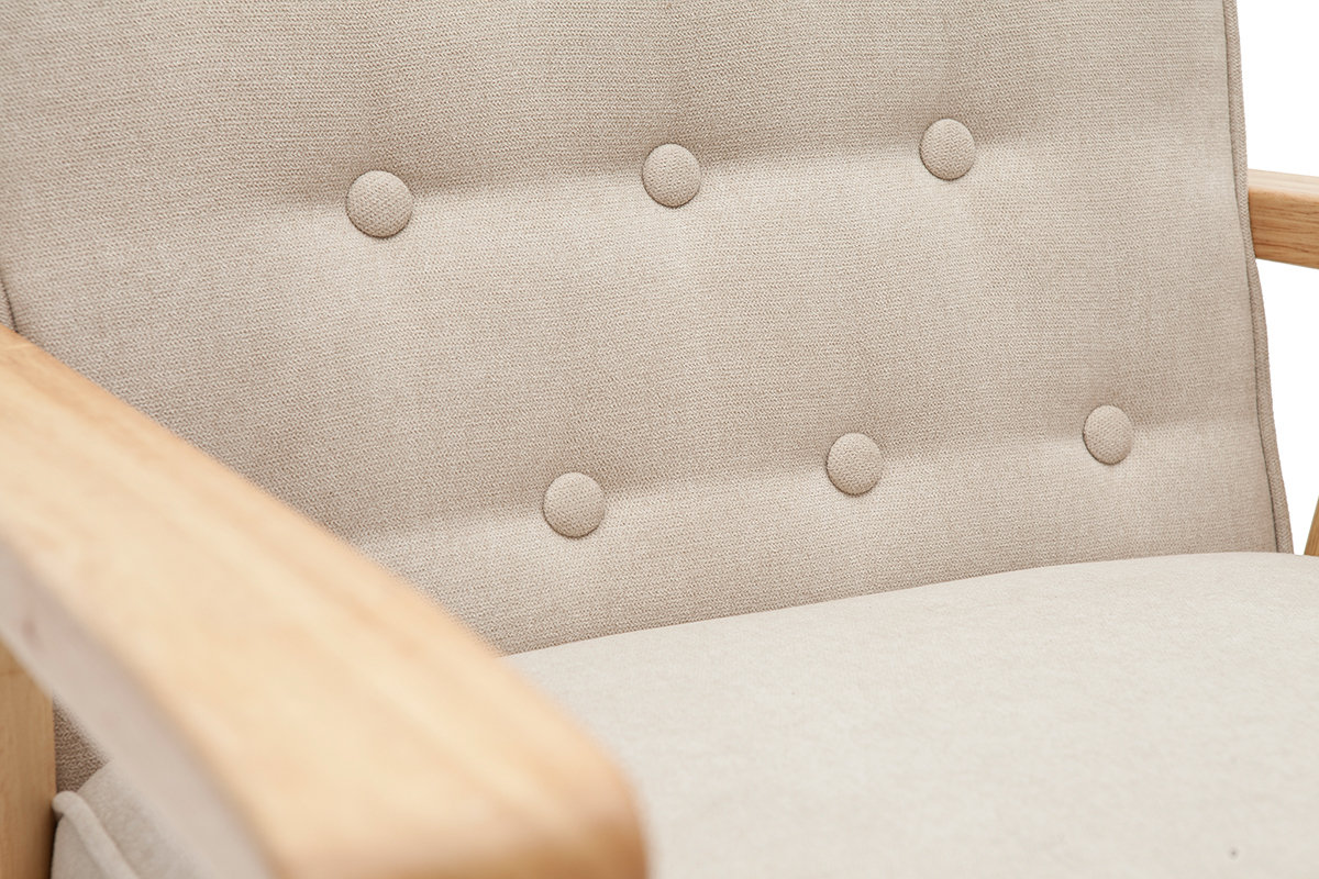 Poltrona scandinava beige e legno naturale FILIP