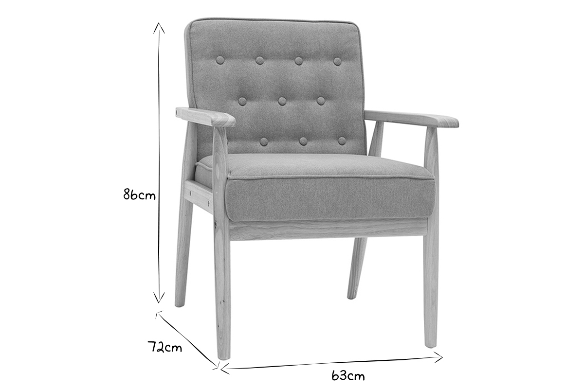 Poltrona scandinava beige e legno naturale FILIP