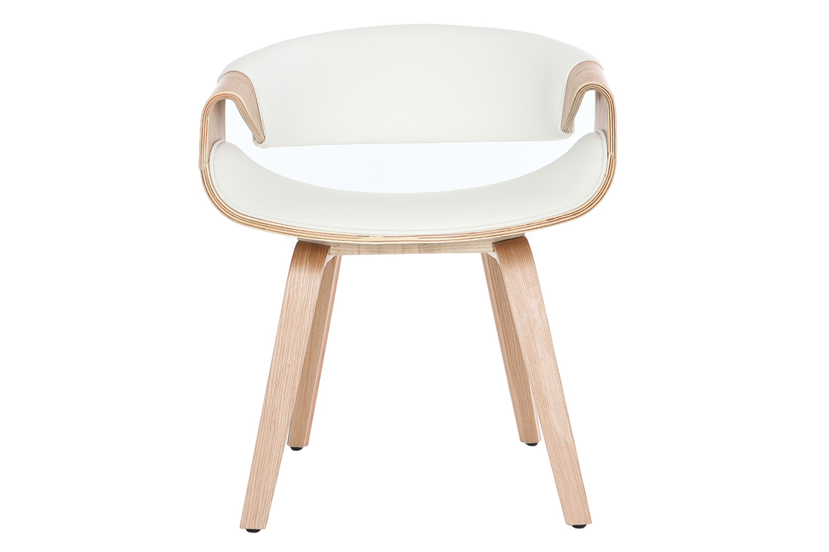 Poltrona scandinava bianco e legno chiaro ARAMIS
