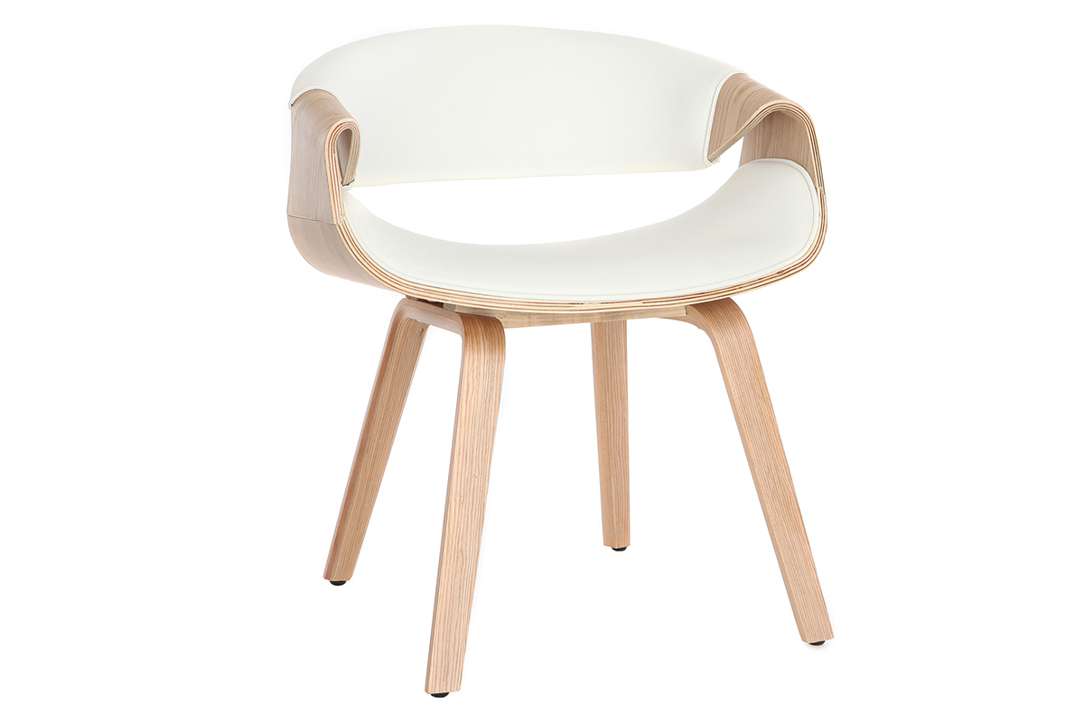 Poltrona scandinava bianco e legno chiaro ARAMIS