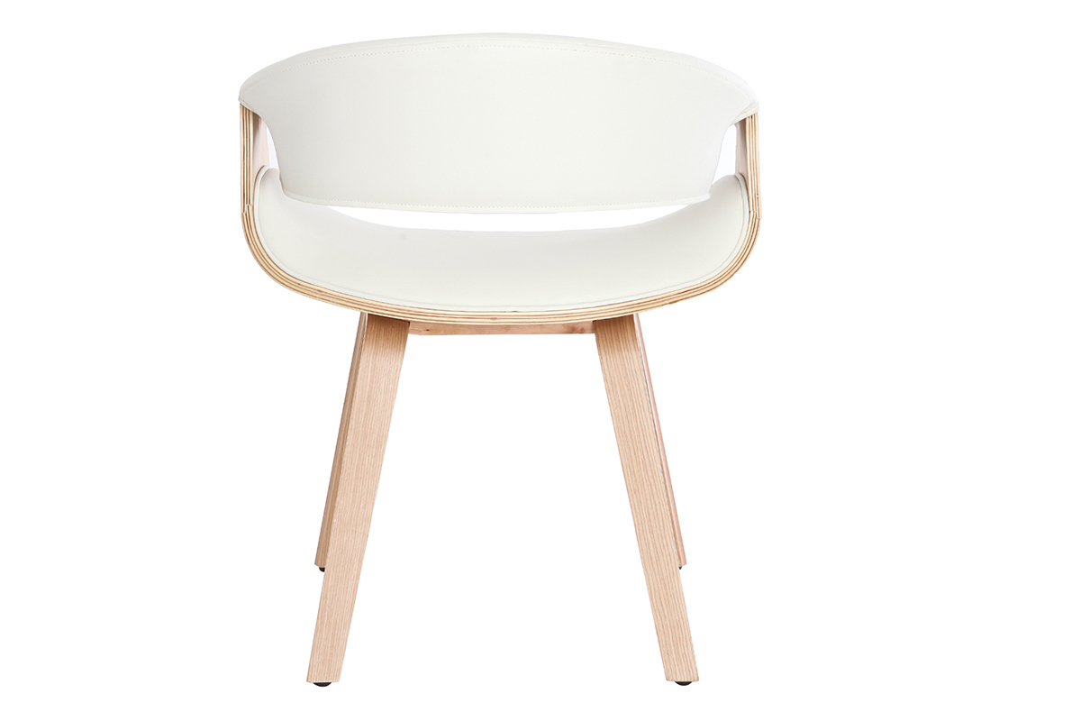 Poltrona scandinava bianco e legno chiaro ARAMIS
