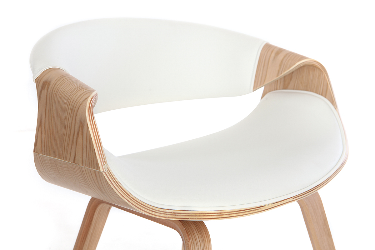 Poltrona scandinava bianco e legno chiaro ARAMIS