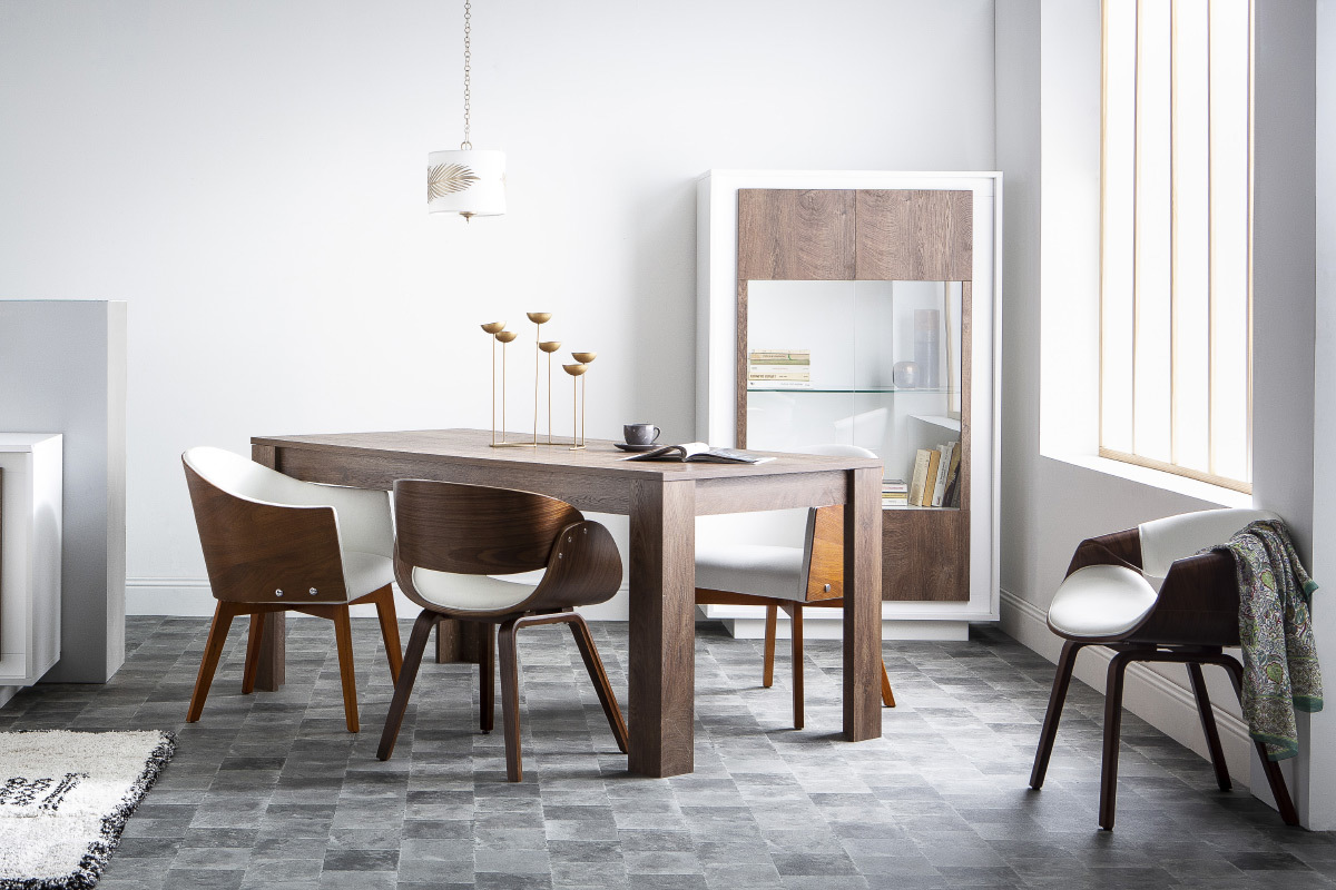 Poltrona scandinava bianco e legno chiaro ARAMIS