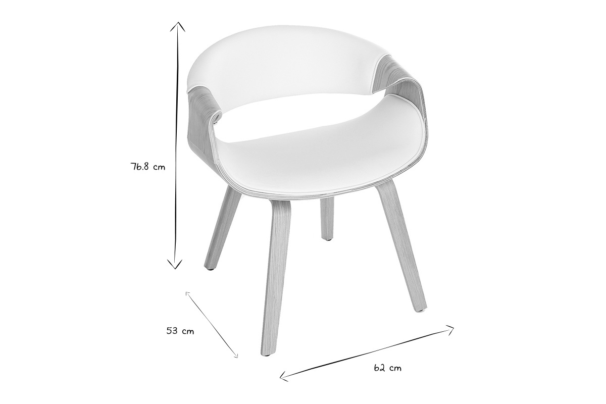 Poltrona scandinava bianco e legno chiaro ARAMIS