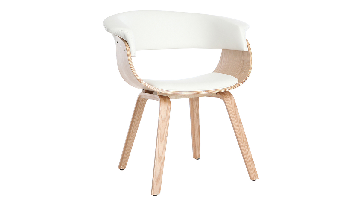 Poltrona scandinava bianco e legno chiaro OKTAV