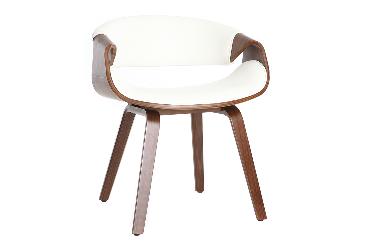 Poltrona scandinava bianco e legno scuro ARAMIS