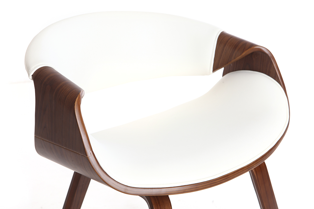 Poltrona scandinava bianco e legno scuro ARAMIS