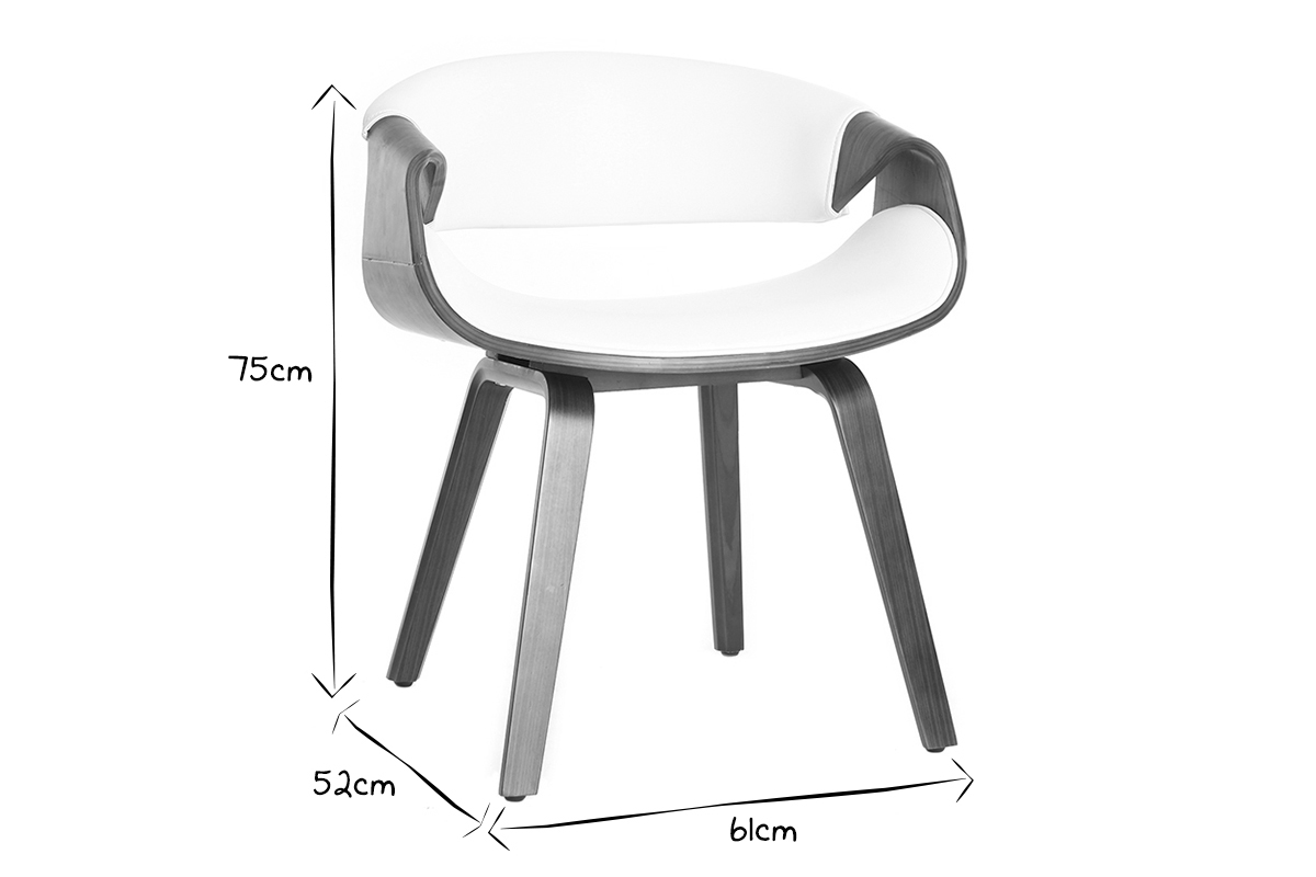 Poltrona scandinava bianco e legno scuro ARAMIS