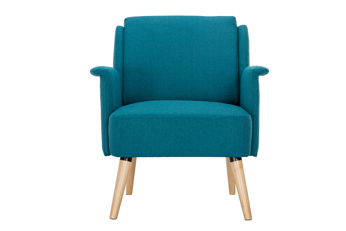 Poltrona scandinava blu anatra e legno AEOLA
