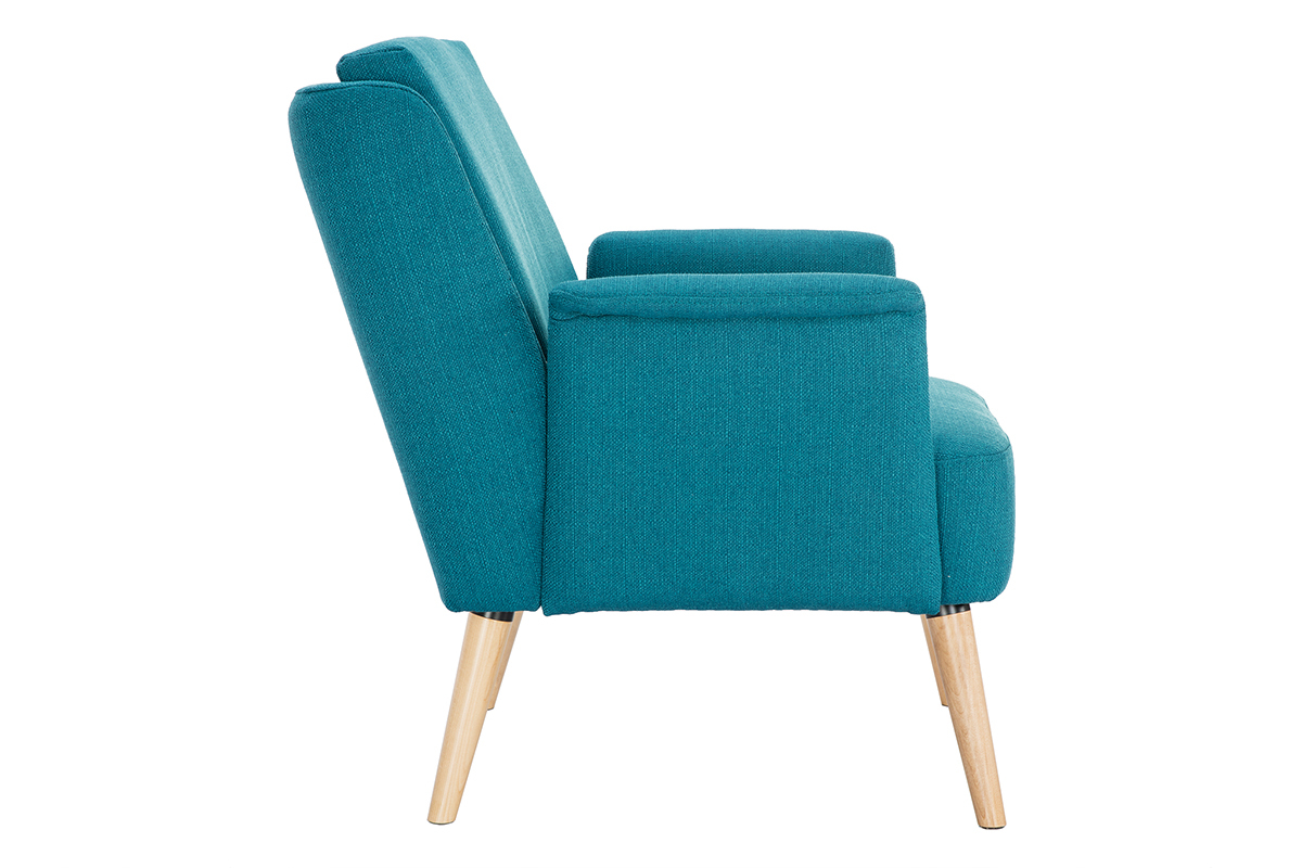 Poltrona scandinava blu anatra e legno AEOLA