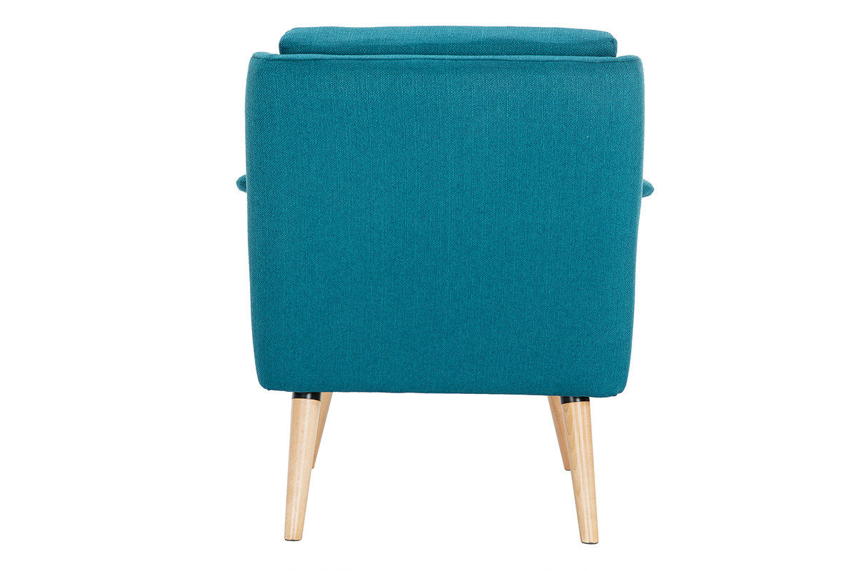 Poltrona scandinava blu anatra e legno AEOLA