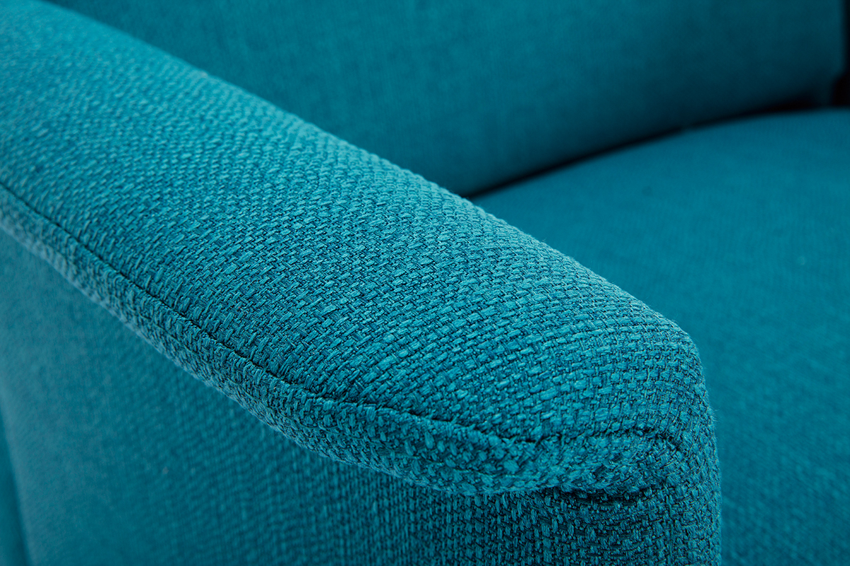 Poltrona scandinava blu anatra e legno AEOLA