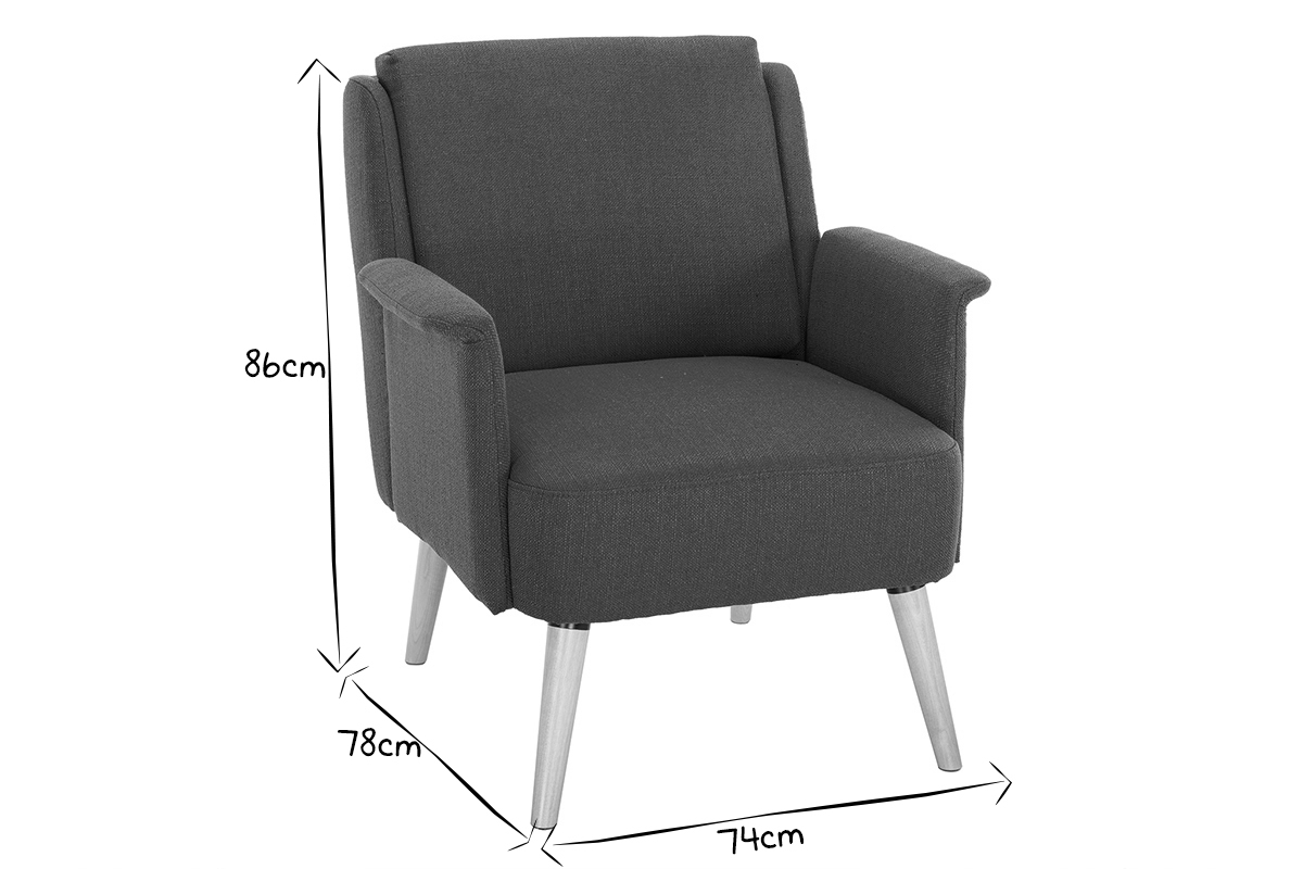 Poltrona scandinava blu anatra e legno AEOLA
