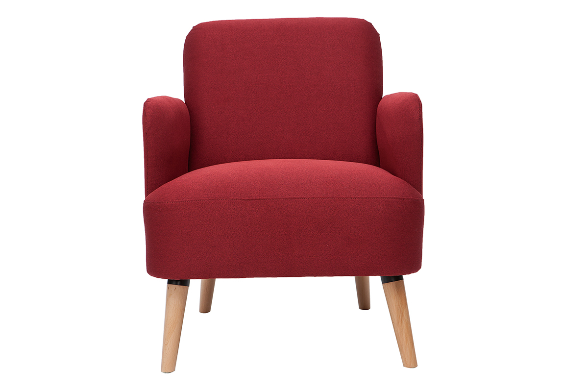 Poltrona scandinava borgogna e legno - ISKO