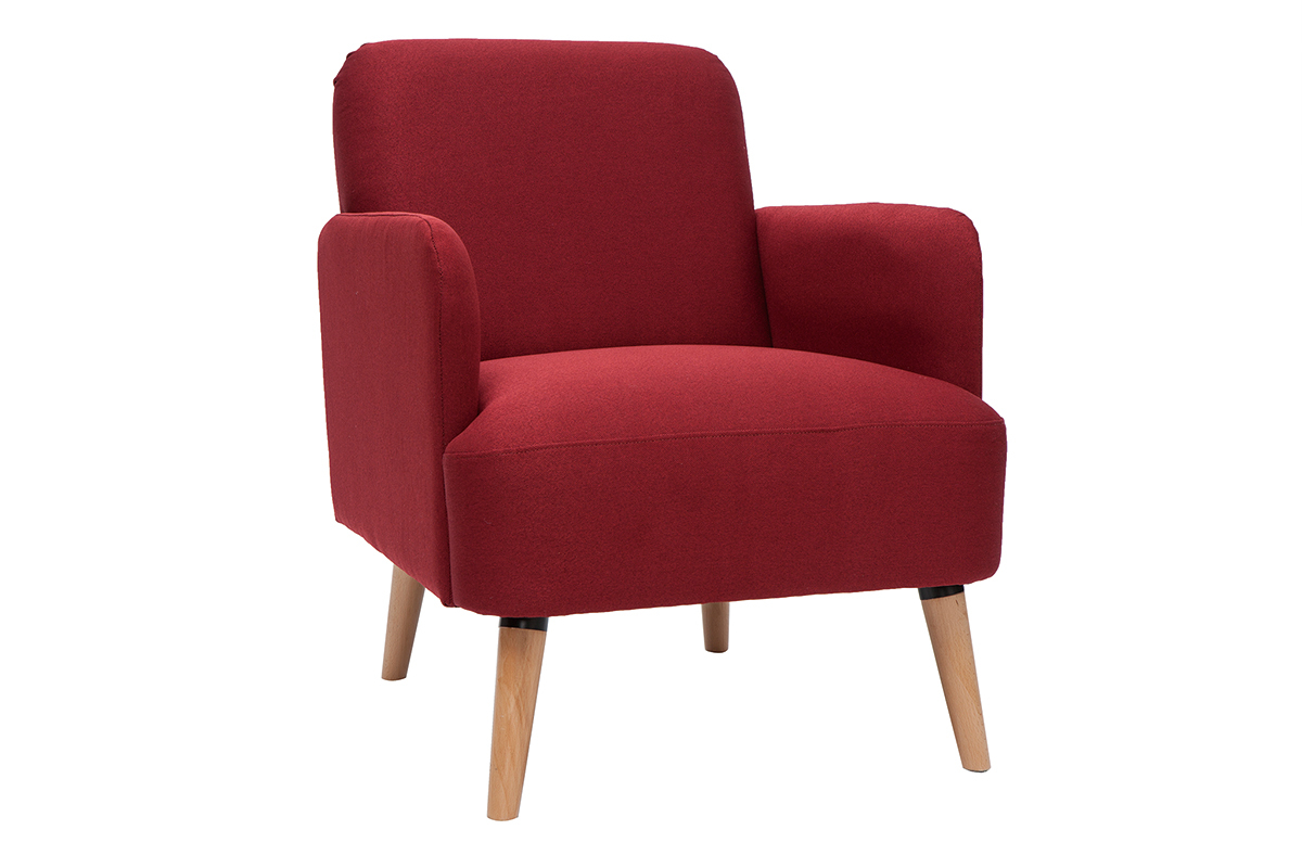 Poltrona scandinava borgogna e legno - ISKO