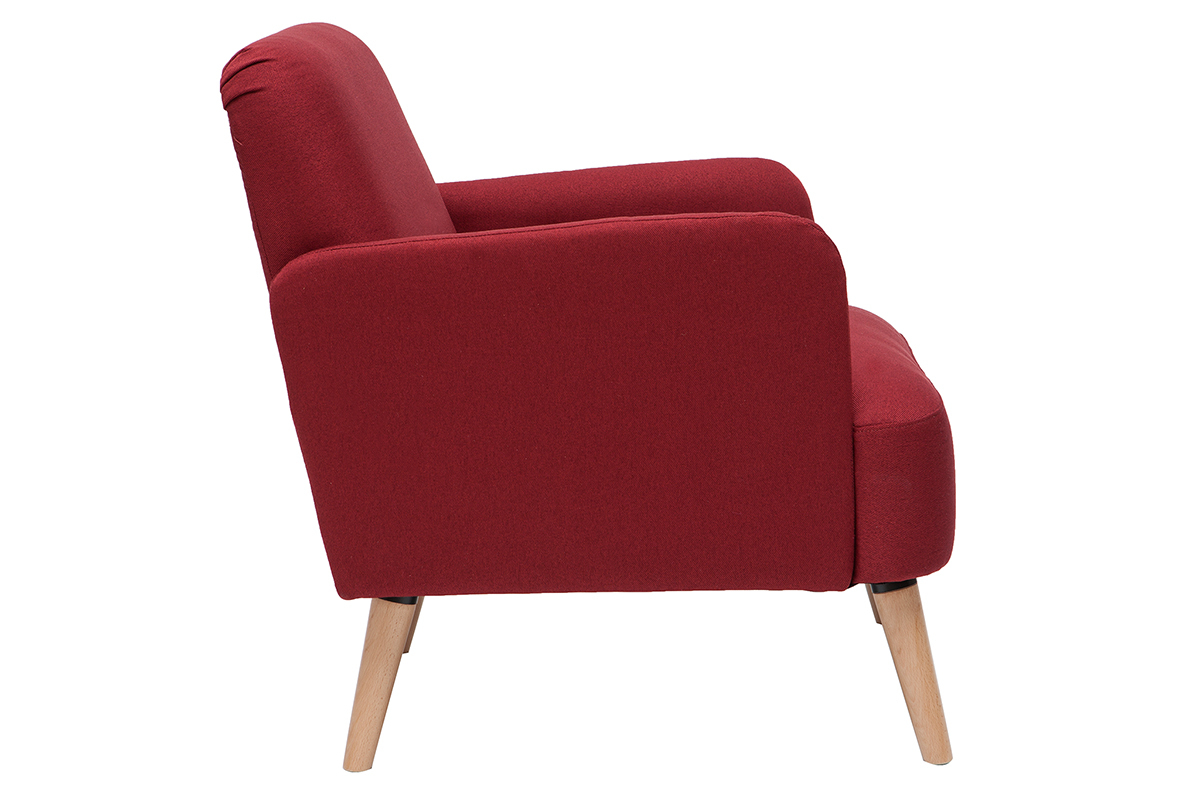 Poltrona scandinava borgogna e legno - ISKO